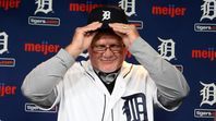 The Detroit Tigers new manager Ron Gardenhire tries on his new gear on Friday, October 20, 2017 at Comerica Park in Detroit.